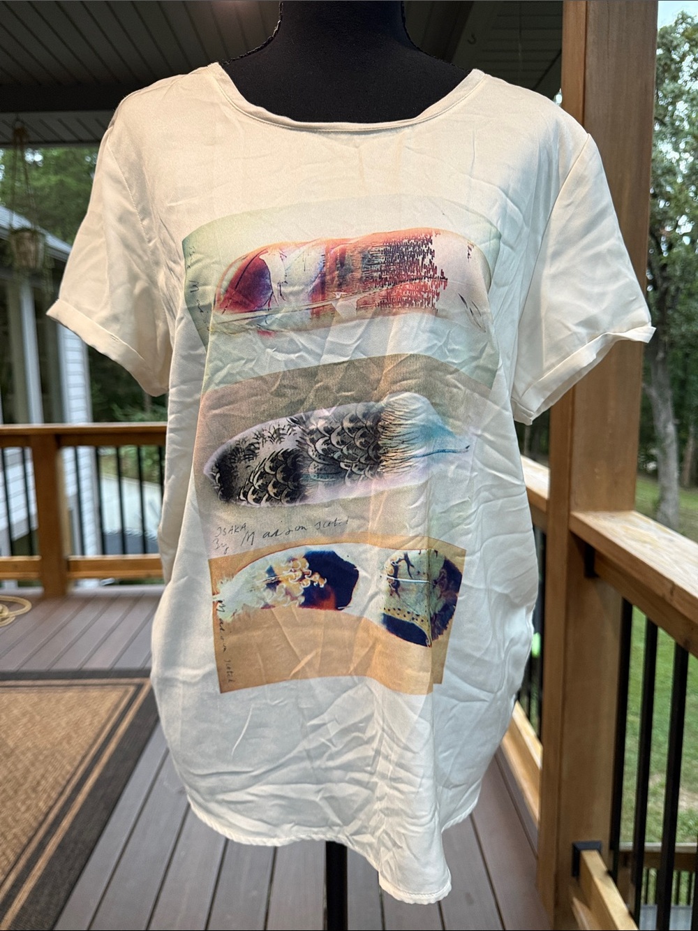 Scotch & Soda White Short-Sleeve Graphic Tee with Multicolor Print